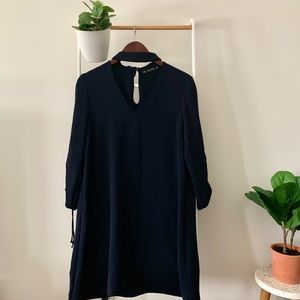 Navy Zara Dress with Choker Neckline
